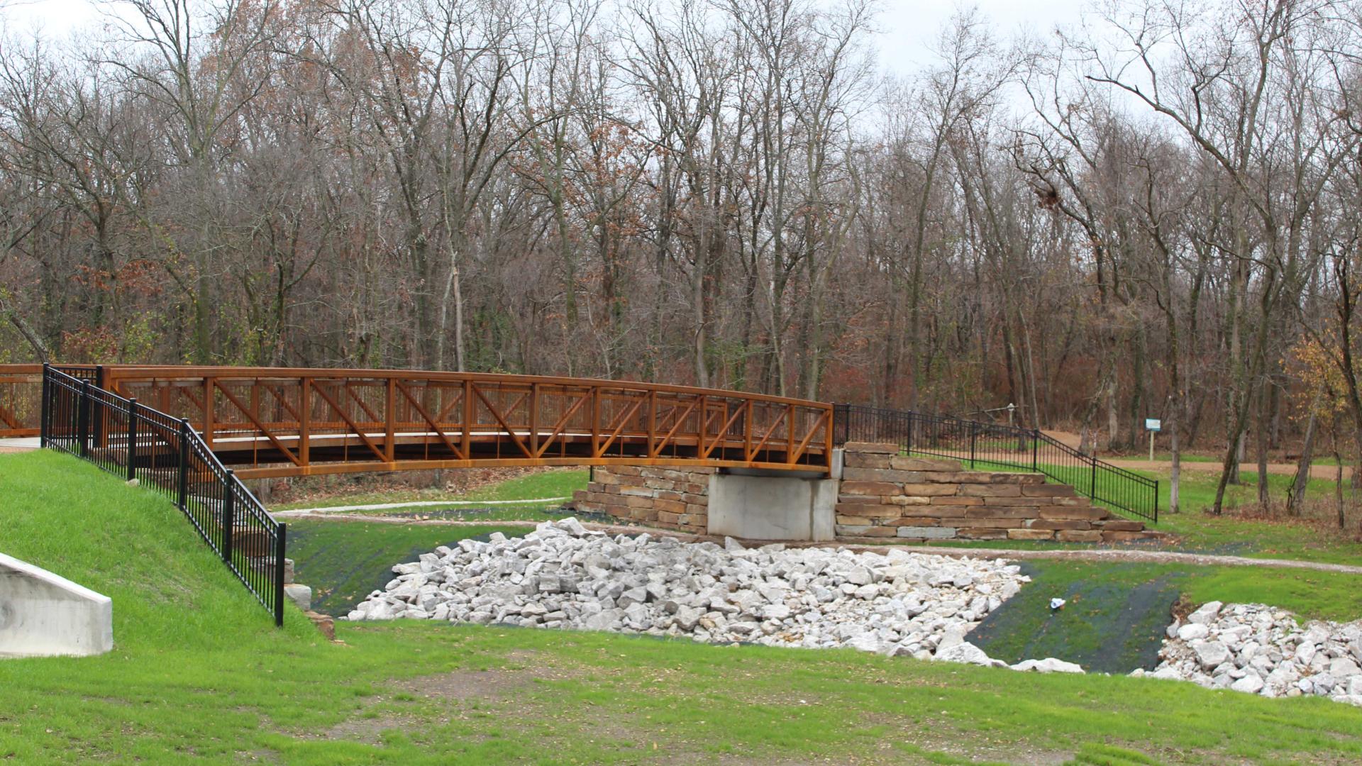 Bridge crosses Turkey Creek in MOmentum Bike Park