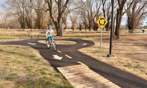 Roundabout in the kids bicycle traffic garden